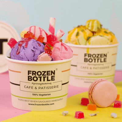 Eggless Gourmet Sundae ice cream Tub from Frozen Bottle