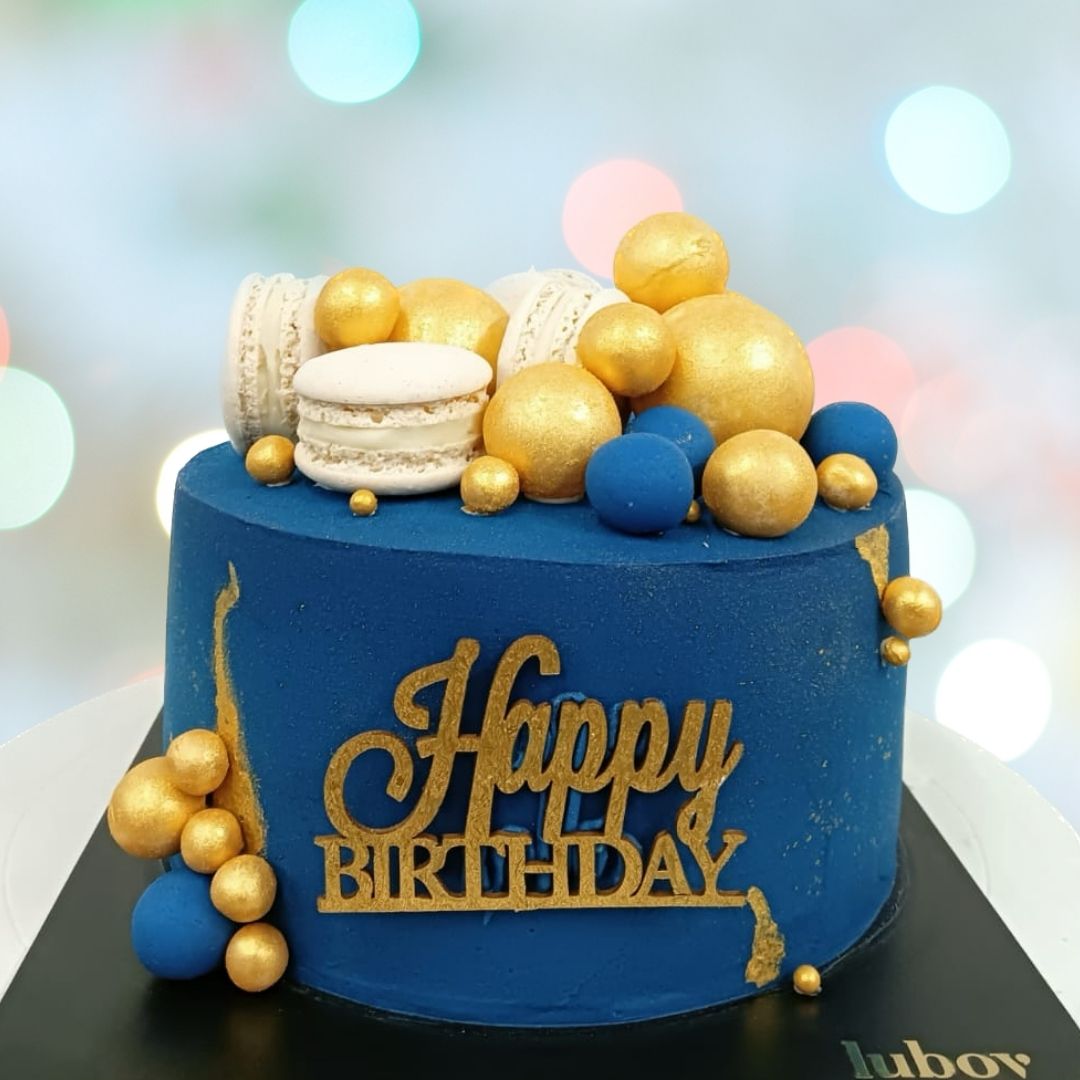 Macaron Birthday cake - Blue