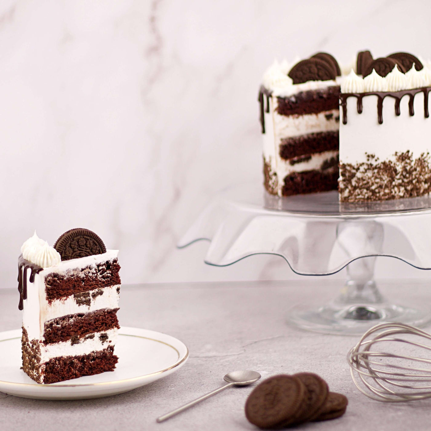 Slice of Cookies and Cream cake