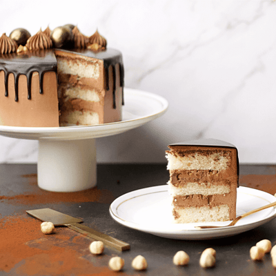 100% Eggless Chocolate Hazelnut Praline Cake